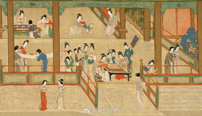 汉桥话画：明代仇英《汉宫春晓图》中国画重彩仕女第一长卷