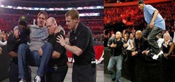 WWE与NBA的碰撞：奥尼尔对阵大秀哥，小牛老板带人砸场子