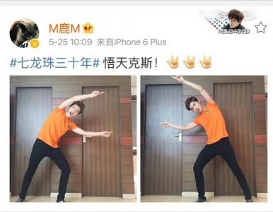 ​鹿晗成中二少年：龙珠死忠粉，上传合体照片