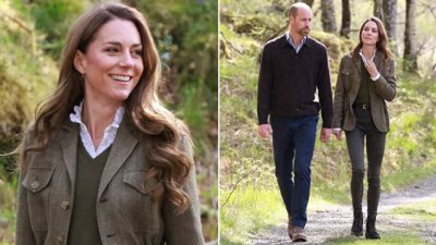 ​凯特王妃爱孩子，蹲下身陪孩子玩；与丈夫穿着朴素纪念结婚14周年